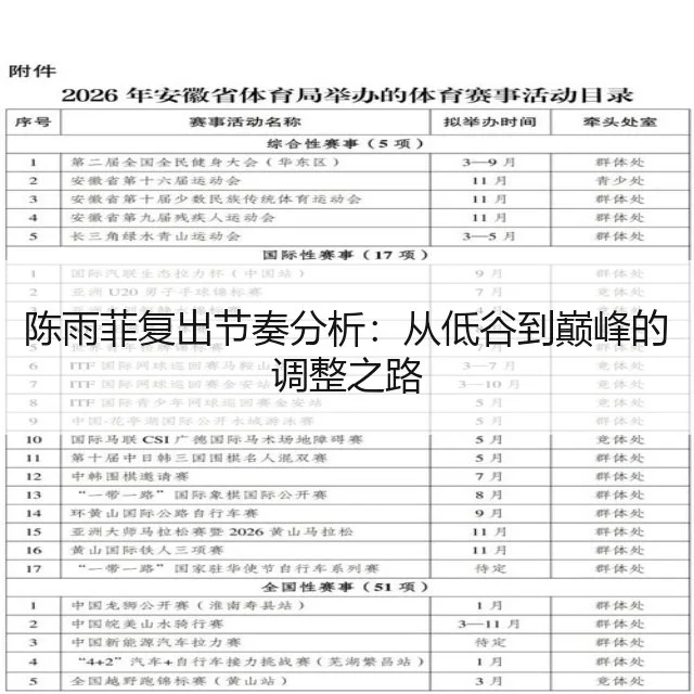 陈雨菲复出节奏分析：从低谷到巅峰的调整之路